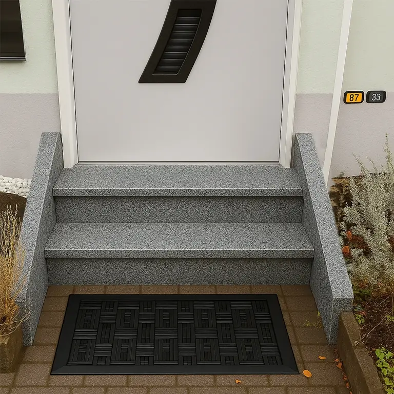 Gerade Treppen: sanierte Treppe mit InnoStone Naturstein – Treppensanierung Mainfranken