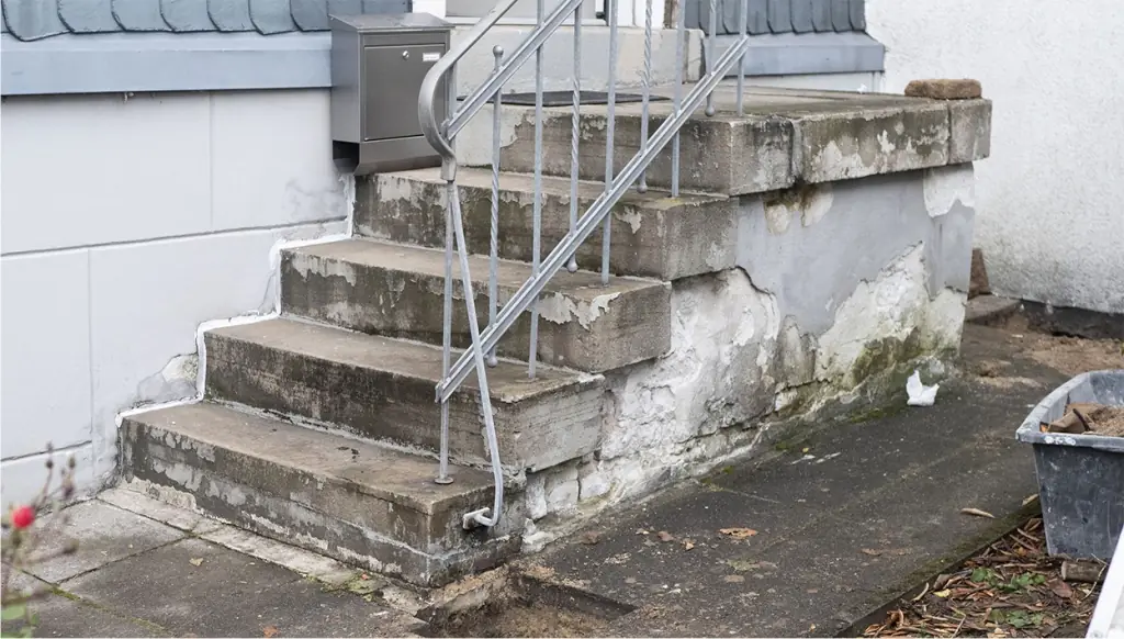 Gerade Treppen: alte Treppe vor der Sanierung – Treppensanierung Würzburg