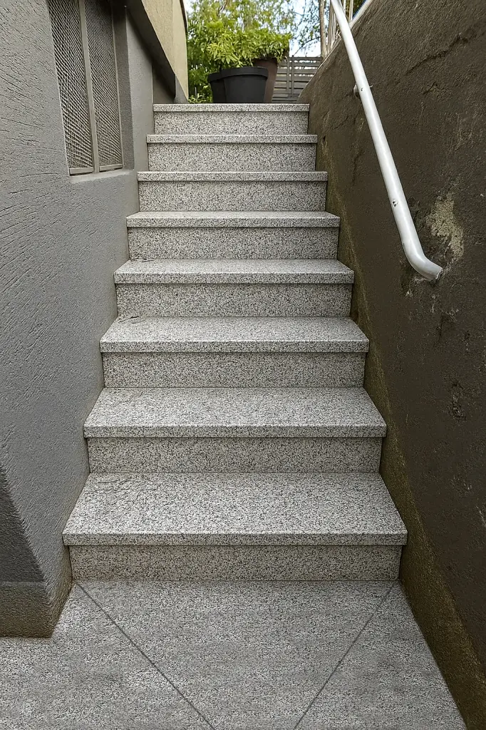 Kellertreppen: sanierte Treppe mit InnoStone Naturstein – Treppensanierung Mainfranken