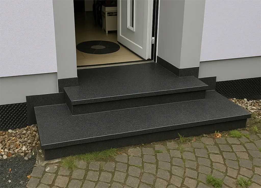 U-Treppen: sanierte Treppe mit InnoStone Naturstein – Treppensanierung Mainfranken